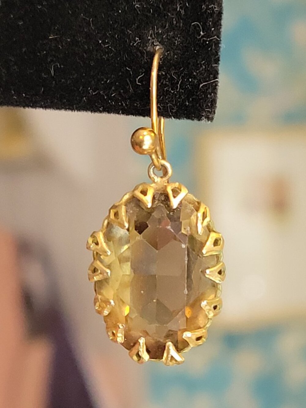 Brown Faceted Gold Earrings